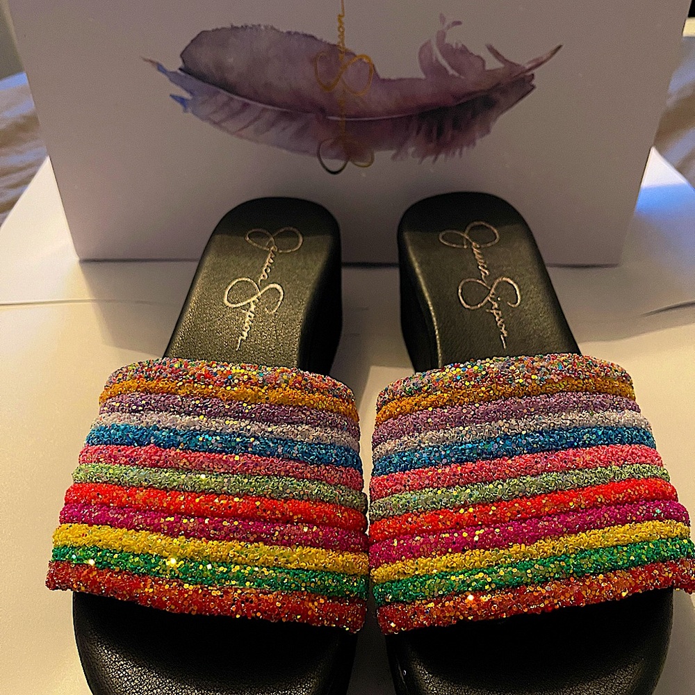 Jessica Simpson Rainbow Tubular wedge heel sandal